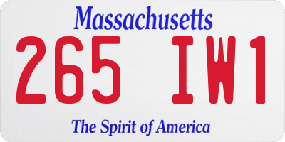 MA license plate 265IW1