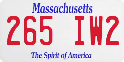 MA license plate 265IW2