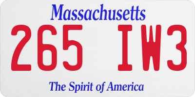 MA license plate 265IW3