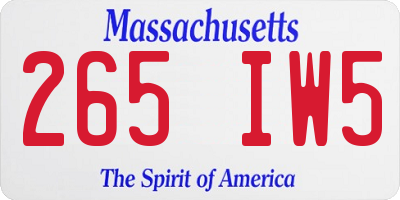 MA license plate 265IW5