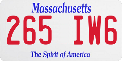 MA license plate 265IW6
