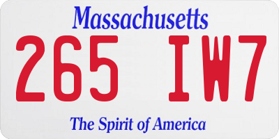 MA license plate 265IW7