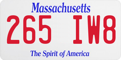MA license plate 265IW8