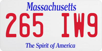 MA license plate 265IW9