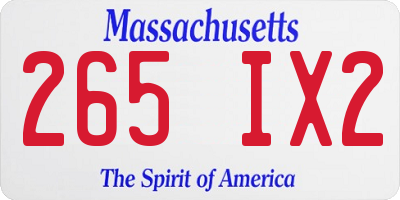 MA license plate 265IX2