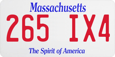 MA license plate 265IX4