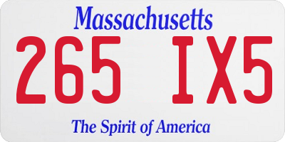 MA license plate 265IX5
