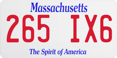 MA license plate 265IX6