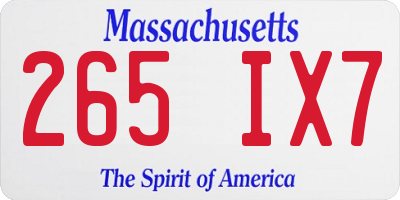 MA license plate 265IX7