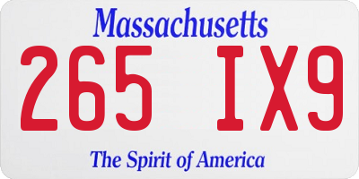 MA license plate 265IX9