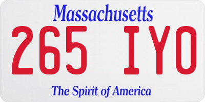 MA license plate 265IY0