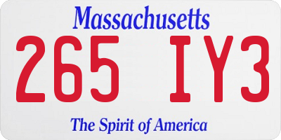 MA license plate 265IY3