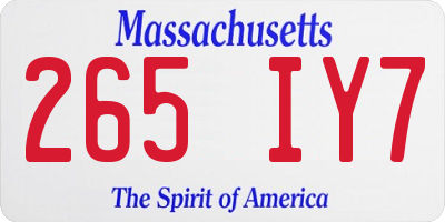 MA license plate 265IY7