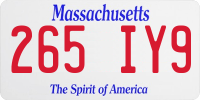 MA license plate 265IY9
