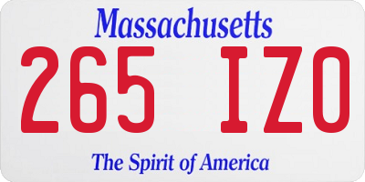 MA license plate 265IZ0