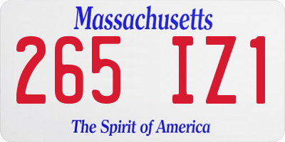 MA license plate 265IZ1