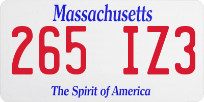 MA license plate 265IZ3