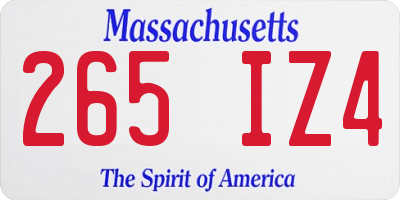 MA license plate 265IZ4