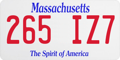 MA license plate 265IZ7