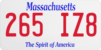 MA license plate 265IZ8