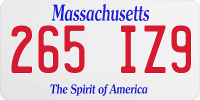 MA license plate 265IZ9