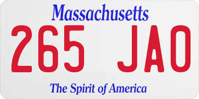 MA license plate 265JA0