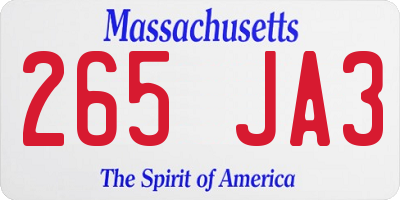 MA license plate 265JA3