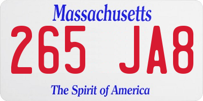 MA license plate 265JA8