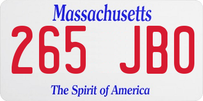 MA license plate 265JB0