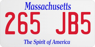 MA license plate 265JB5