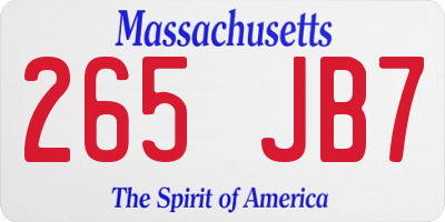 MA license plate 265JB7