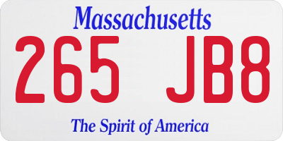 MA license plate 265JB8