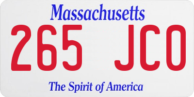 MA license plate 265JC0