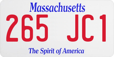 MA license plate 265JC1