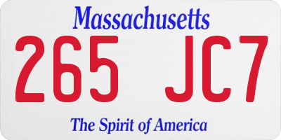MA license plate 265JC7