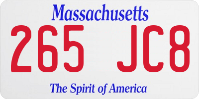 MA license plate 265JC8