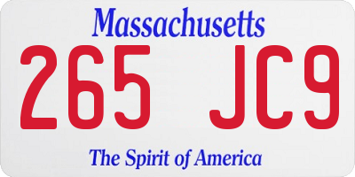 MA license plate 265JC9
