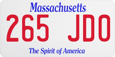 MA license plate 265JD0