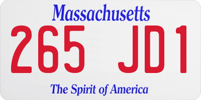 MA license plate 265JD1
