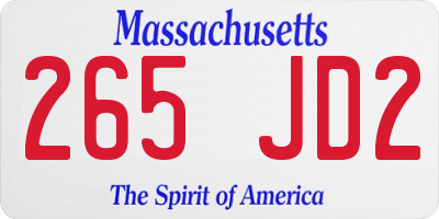 MA license plate 265JD2