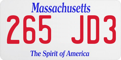 MA license plate 265JD3