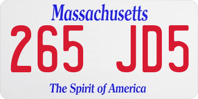 MA license plate 265JD5