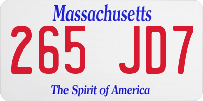 MA license plate 265JD7
