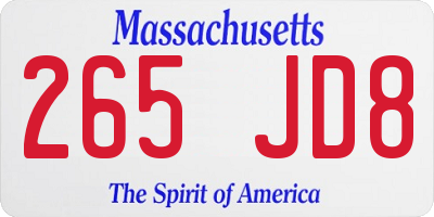MA license plate 265JD8