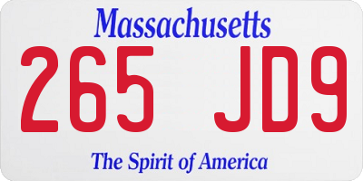MA license plate 265JD9