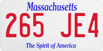 MA license plate 265JE4
