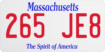 MA license plate 265JE8