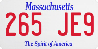 MA license plate 265JE9