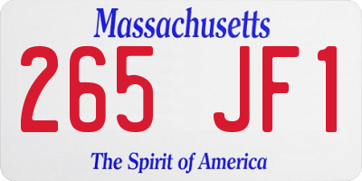 MA license plate 265JF1