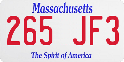 MA license plate 265JF3